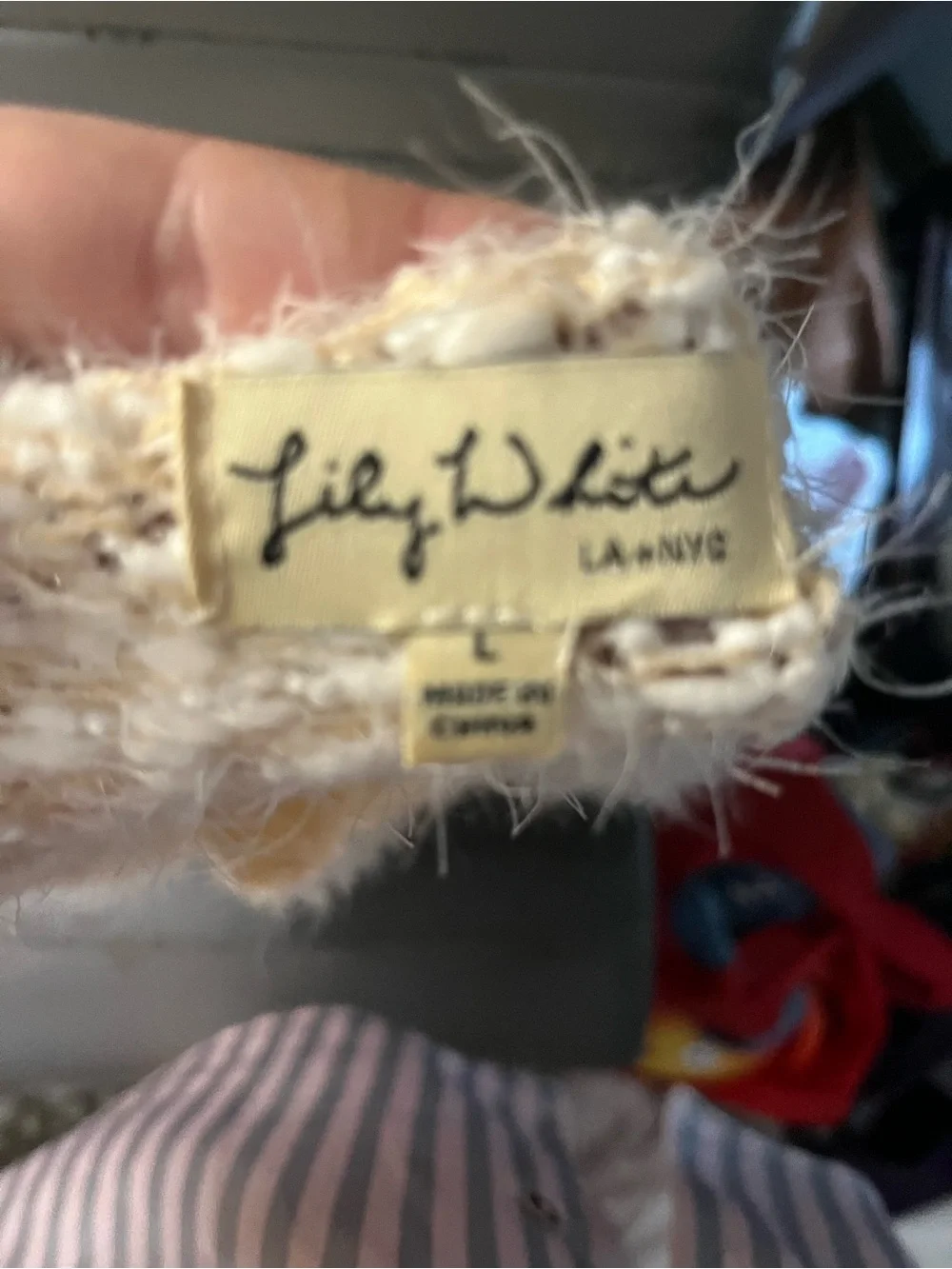 Lily White Cream Bouclé Fuzzy Knit Sweater